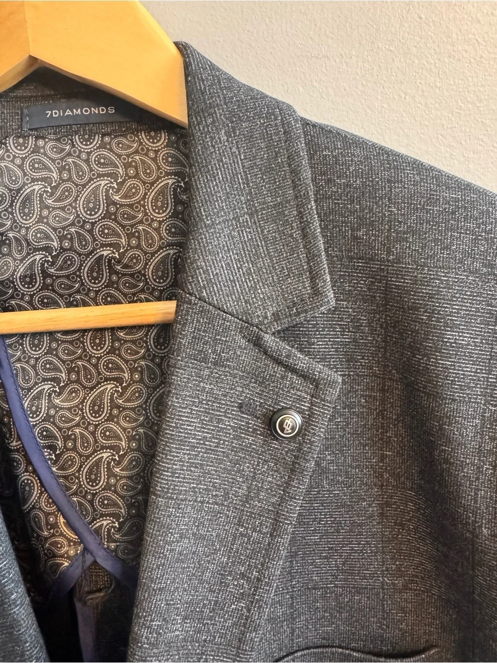 7 Diamonds Clayton Men’s Charcoal Plaid Blazer Sport Coat Large